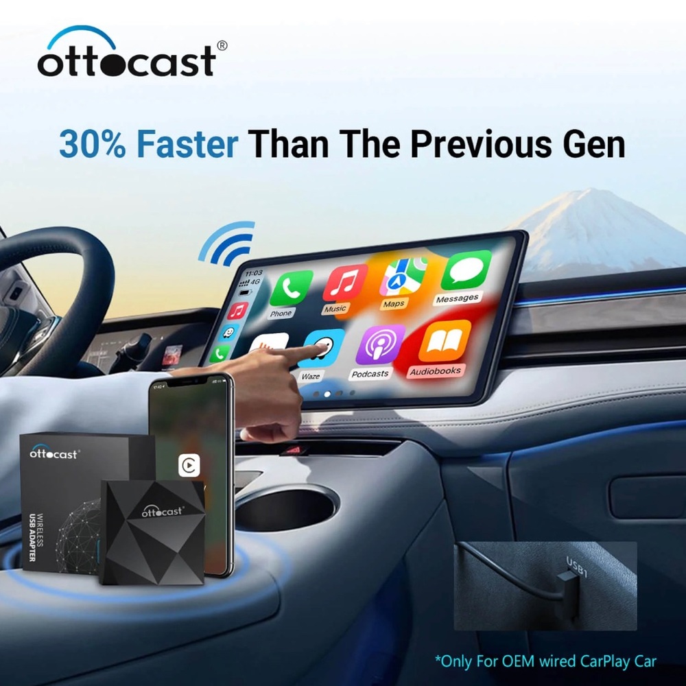 OTTOCAST U2-AIR Wireless CarPlay Adapter OEM Wired CarPlay Cars
